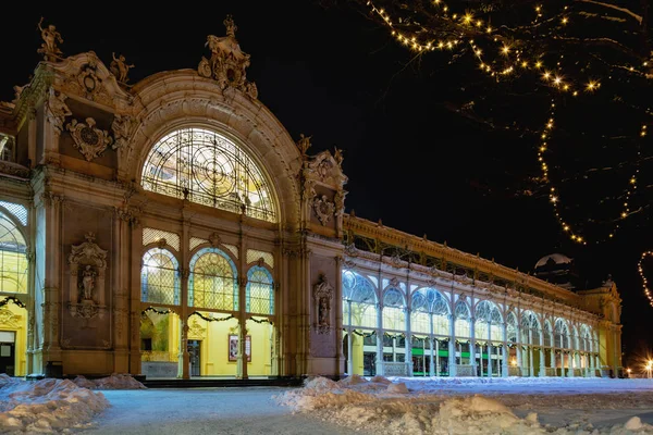 Invierno Nieve Ciudad Balneario Checa Marianske Lazne Marienbad República Checa —  Fotos de Stock