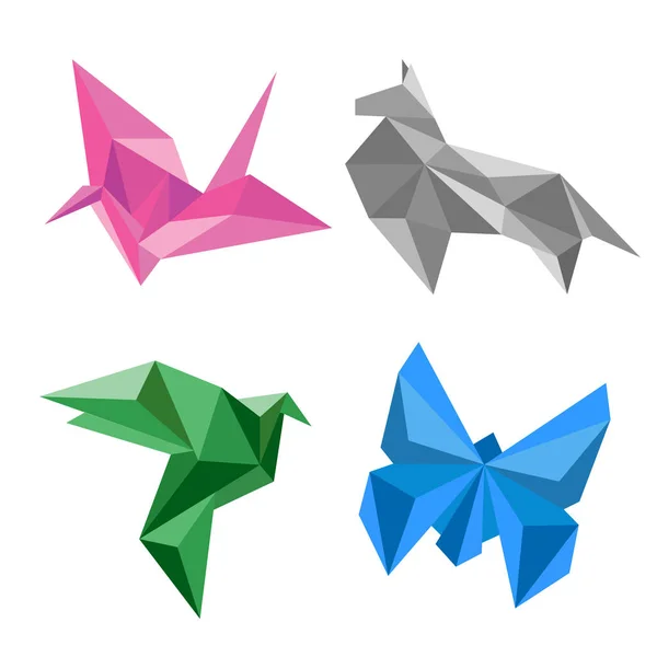 Diseño vector ilustración de origami papel animales . — Vector de stock