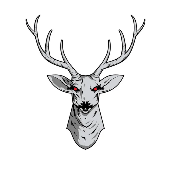 Ilustración de contorno de un cráneo de ciervo con astas con patrón boho — Vector de stock