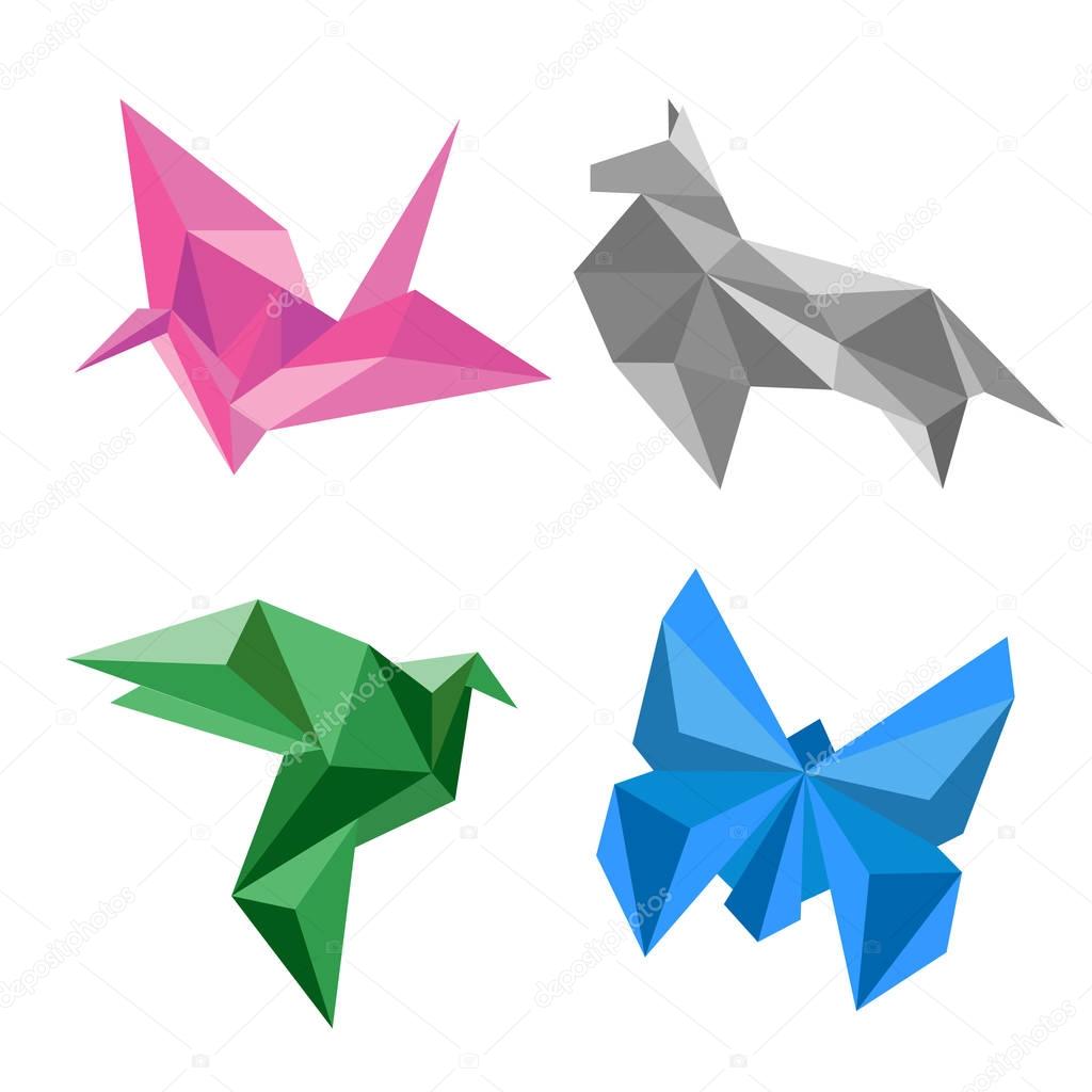 Design vector illustration of origami paper animals.