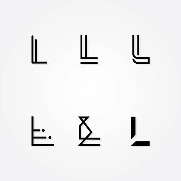 Carta inicial L logo typo pack — Vetor de Stock