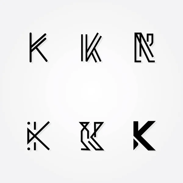 İlk harf K logo yazım hatası paketi — Stok Vektör