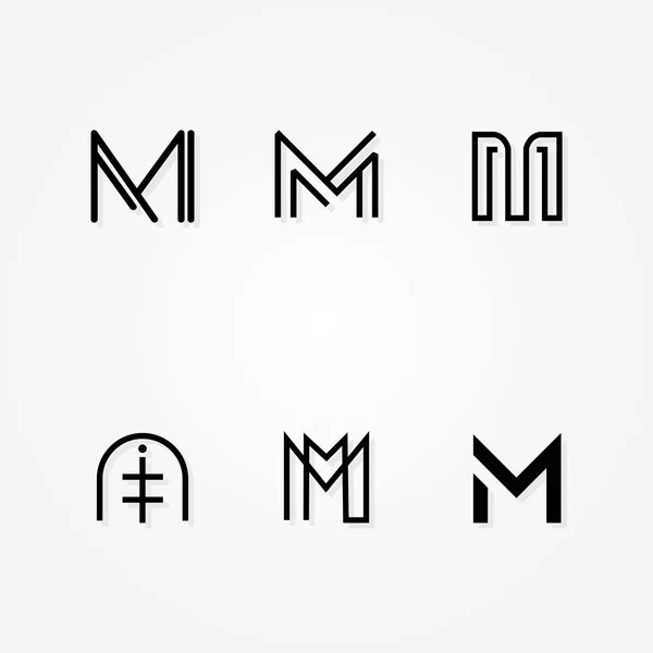 Carta inicial M logo typo pack —  Vetores de Stock