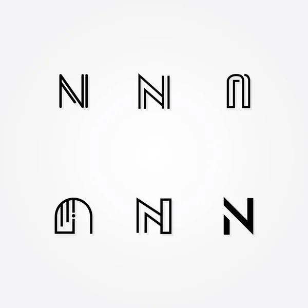 Carta inicial N logo typo pack — Vetor de Stock