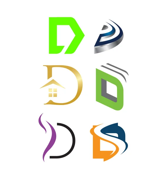 Carta inicial D logo pack — Vector de stock