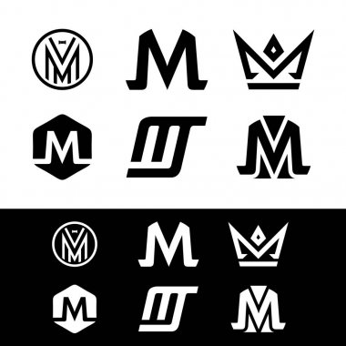 M harfi logo vektör tasarımı. İş logo tek renkli simge şablonu. Vektör çizim Eps.8 Eps.10