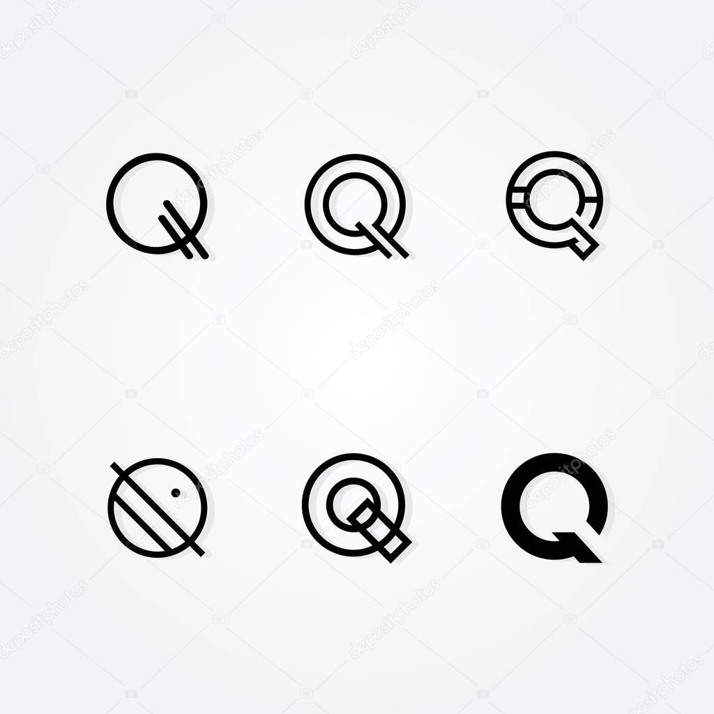 Various Letter Q big logo typo pack for your company, six initial logo typo