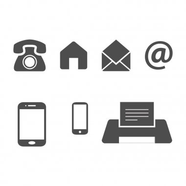 Kartvizit Icons set. Beyaz arka plan üzerinde izole web için düz tasarım stili kartvizit vektör simgeler