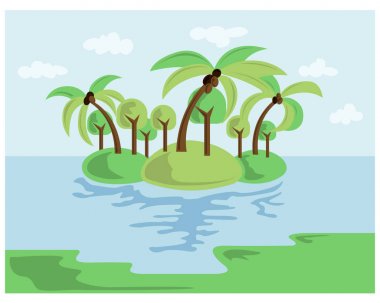 Yaz plaj illüstrasyon sahil üzerinde. Vektör logo tasarım şablonu. Seyahat Acentası tropikal resort beach hotel spa için kavramı.