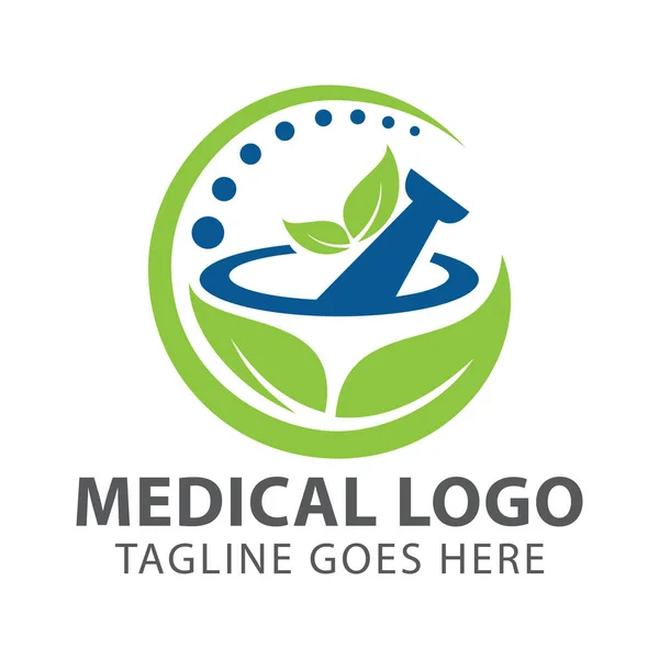 eczane tıbbi logo, doğal harç ve havaneli logo, tıp bitkisel illüstrasyon sembol simge vektör tasarımı.