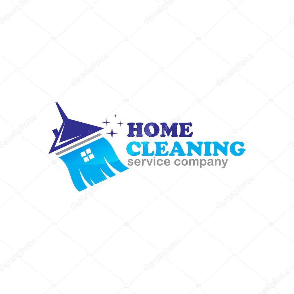 Simple cleaning service logotype. concept of squeegee, purification, wet cleaning, mop, cleanup badge, sweeping. isolated on white background.