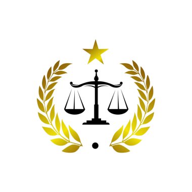 Hukuk yasası için adalet logosu tasarım vektörü. 