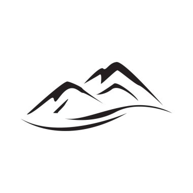 Soyut dağ logosu vektörü doğa veya açık hava manzarası silhou