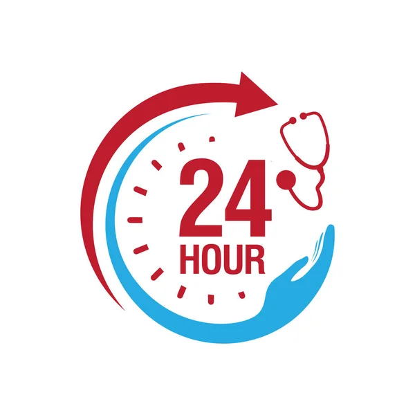 Εικονίδιο φορέα παροχής υπηρεσιών ιατρικής περίθαλψης 24 ωρών. υπηρεσίες ημέρας / νύχτας, αλλά — Διανυσματικό Αρχείο