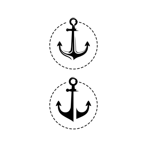 Simple ancre marine noire logo design nautique vecteur illustrat — Image vectorielle