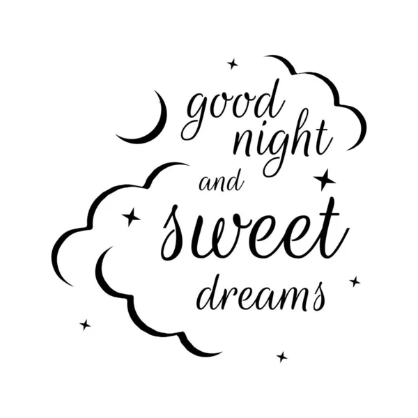 Caligrafía buenas noches y dulces sueños letras vector aislar — Archivo Imágenes Vectoriales