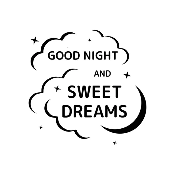 Kaligrafi iyi geceler ve tatlı rüyalar harf vektörü izole — Stok Vektör