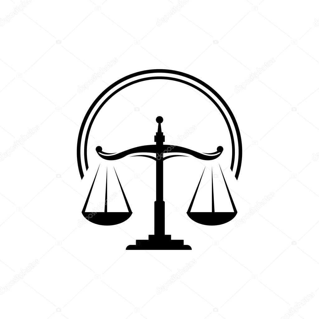 A stylish scales of justice logo design vector for law lirm law Office and lawyer services