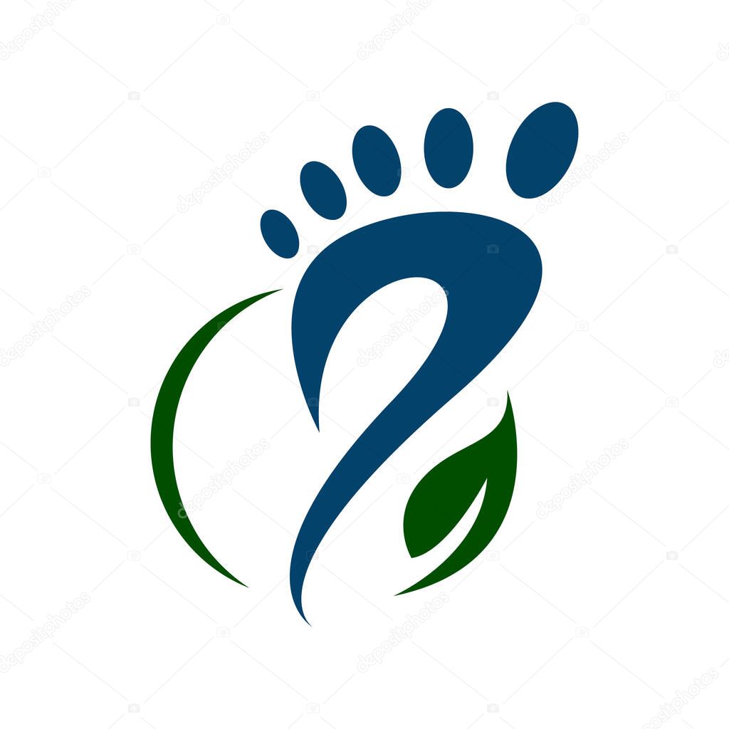 Podiatric foot print foot care logo design vector icon illustration template