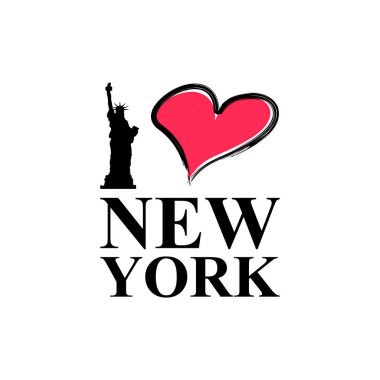 New York tipografi vektör harflerini ve Özgürlük Heykeli v 'yi seviyorum.