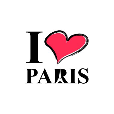 Paris el çizimi vektör harflerini ve Eyfel Kulesi 'ni seviyorum.