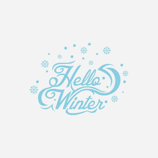 Hola ilustración vectorial de invierno con diseño de letras a mano illu — Vector de stock