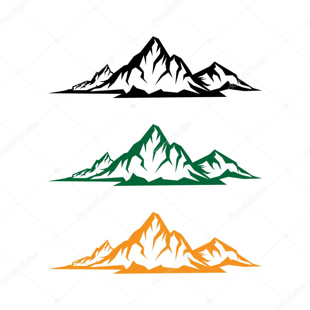 Landscape nature vector or outdoor mountain silhouette for element design