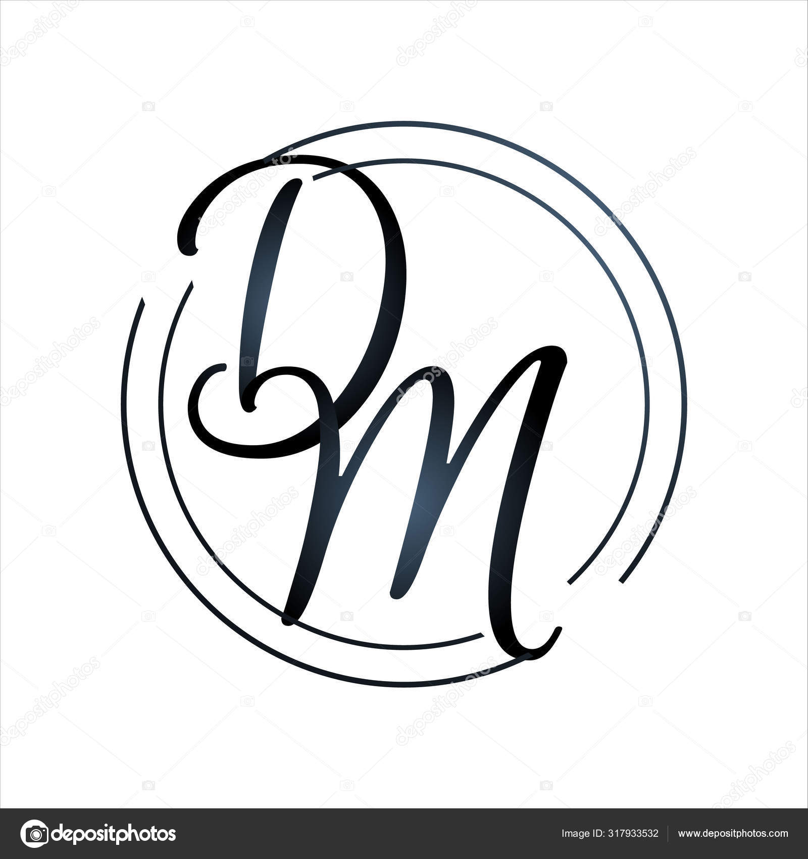 Luxury curved initial D M Letter logo design vector graphic conc
