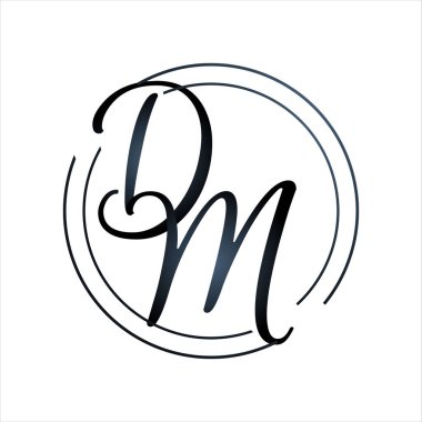 Lüks eğimli ilk D M harfli logo tasarım vektörü grafiksel konc