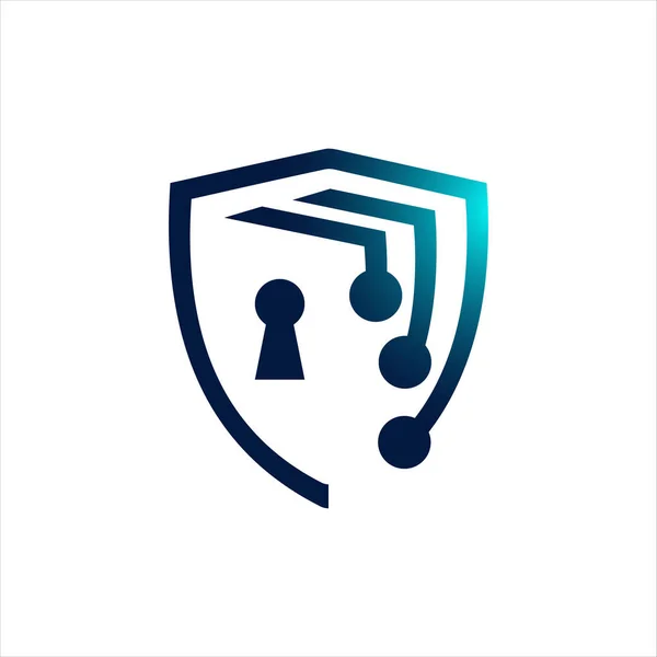 Абстрактный вектор дизайна логотипа кибербезопасности. Цифровой круг с — стоковый вектор