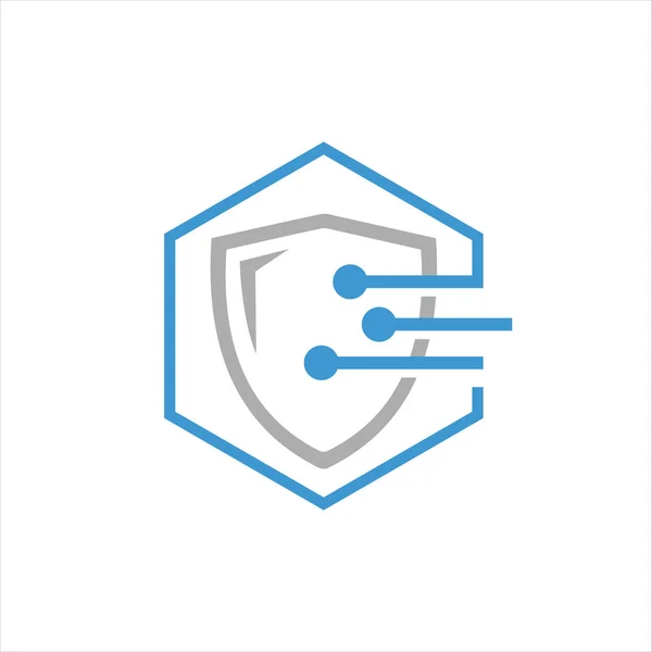 Abstrakcyjny wektor projektowania logo cyberbezpieczeństwa. kropka okrąg cyfrowy c — Wektor stockowy