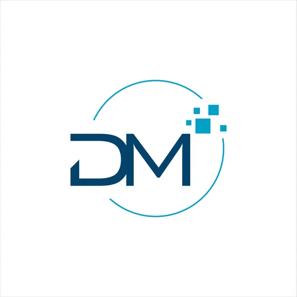 Tecnología digital inicial D M Carta logo diseño vector gráfico conce — Vector de stock