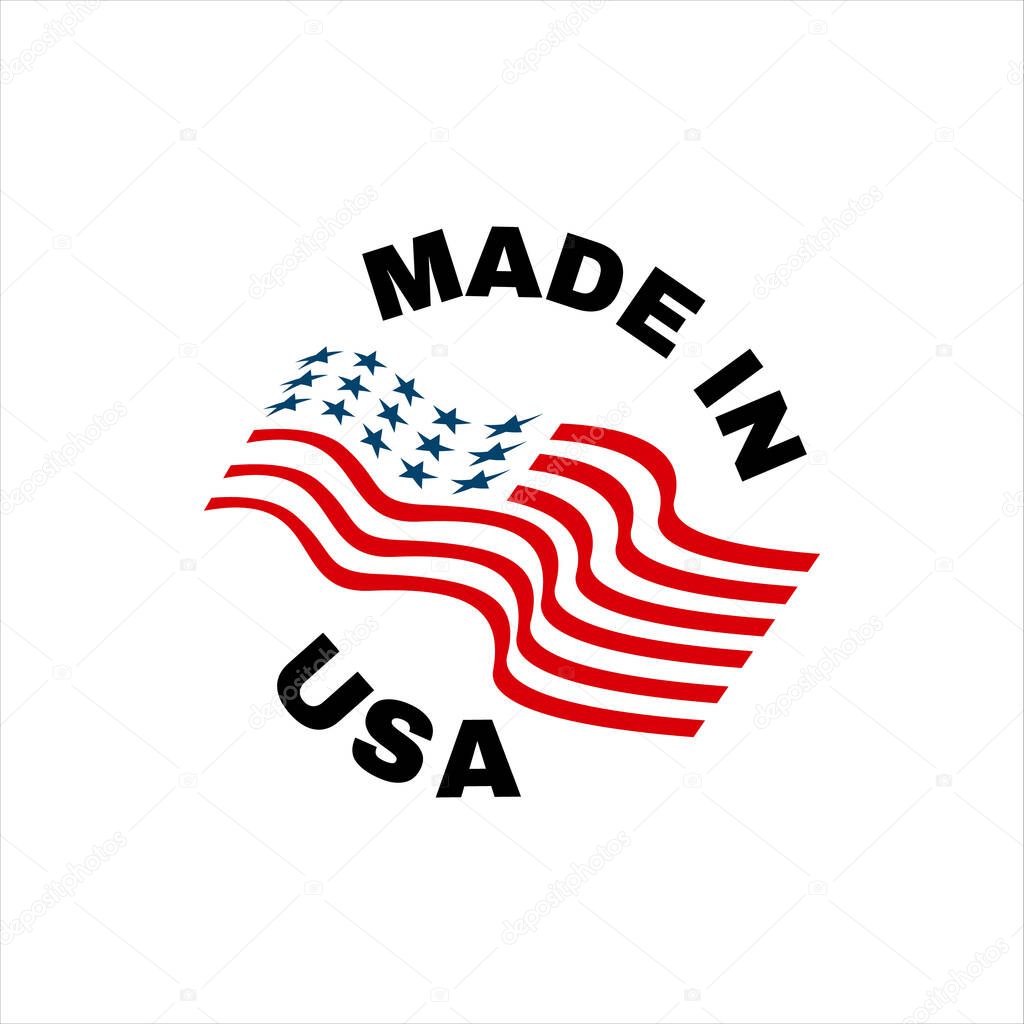 Made in USA sign logo american flag US icon vector with red blue star stripes design element