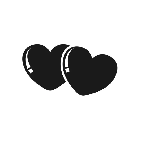 Gêmeos ícone do coração vetor de cor preta — Vetor de Stock