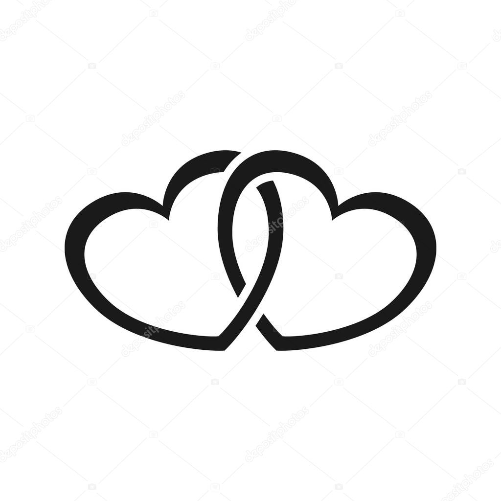 Two crossed hearts icon vector design