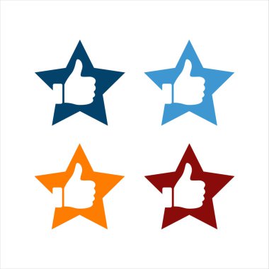 Yıldız logosu tasarım vektör işaretini parmakla. İyi derecelendirmenin sembolü