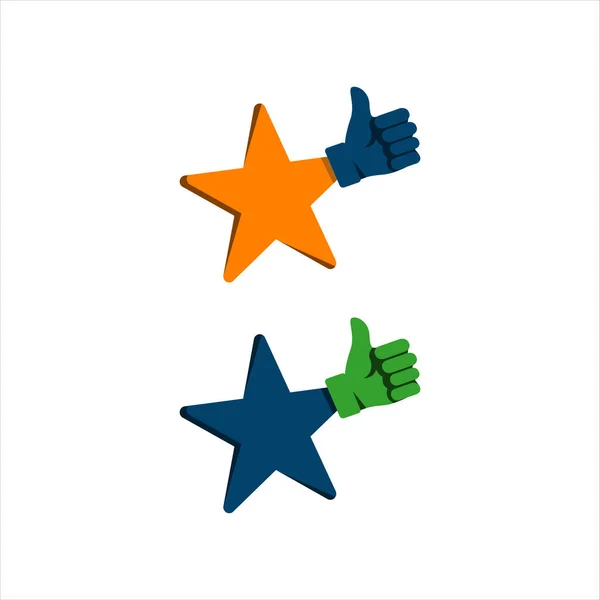 Pollice su stella logo design segno vettoriale. simbolo di buona valutazione ev — Vettoriale Stock