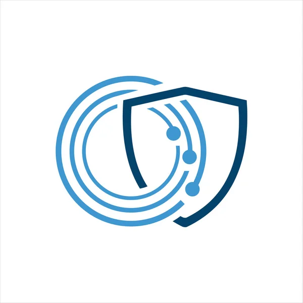 Αφηρημένη κυβερνοασφάλεια λογότυπο σχεδιασμό διάνυσμα. ψηφιακός κύκλος dot c — Διανυσματικό Αρχείο