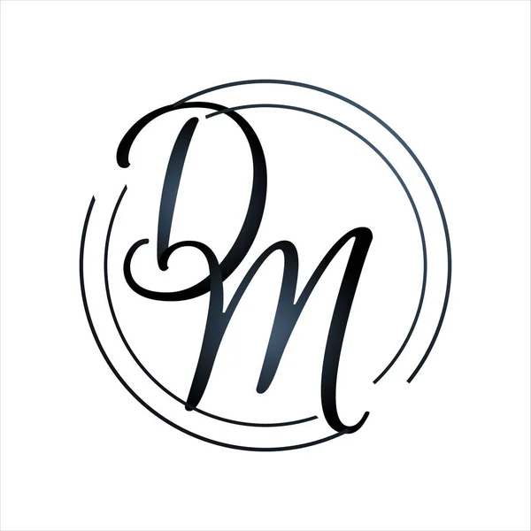 Lüks eğimli ilk D M harfli logo tasarım vektörü grafiksel konc