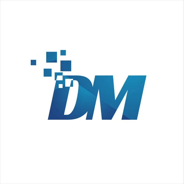 Tecnología digital inicial D M Carta logo diseño vector gráfico conce — Archivo Imágenes Vectoriales
