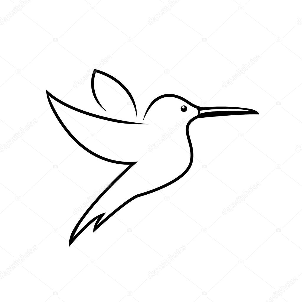 Hummingbird line icon, outline vector sign, linear pictogram iso