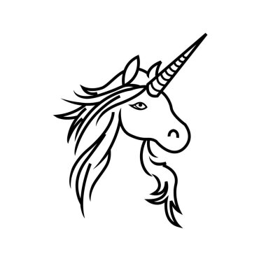 Tek boynuzlu at üreticisi. Tek boynuzlu at çizimleri. Soyut tek boynuzlu at deta