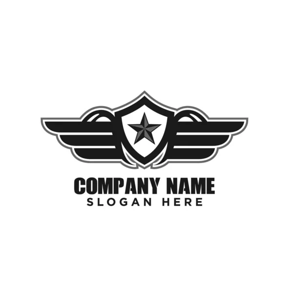 Stjärna och vingar militära emblem vektor logotyp design — Stock vektor