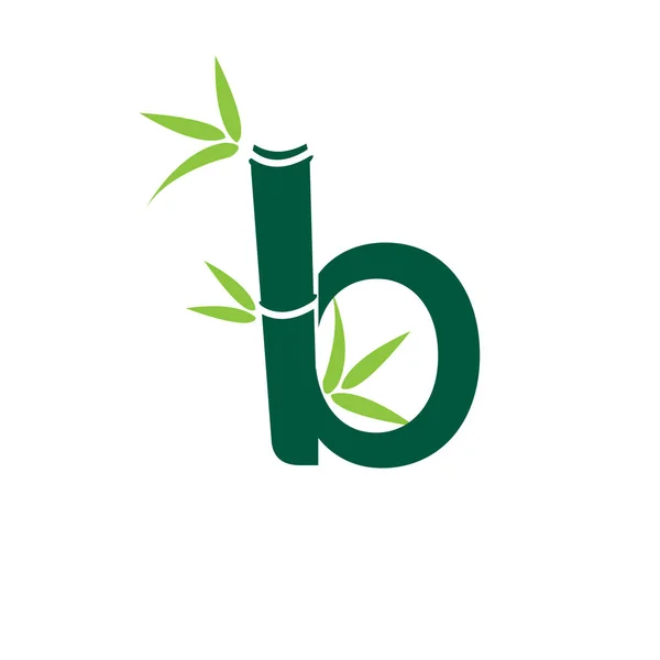 Modèle de conception de logo lettre B en bambou vecteur — Image vectorielle