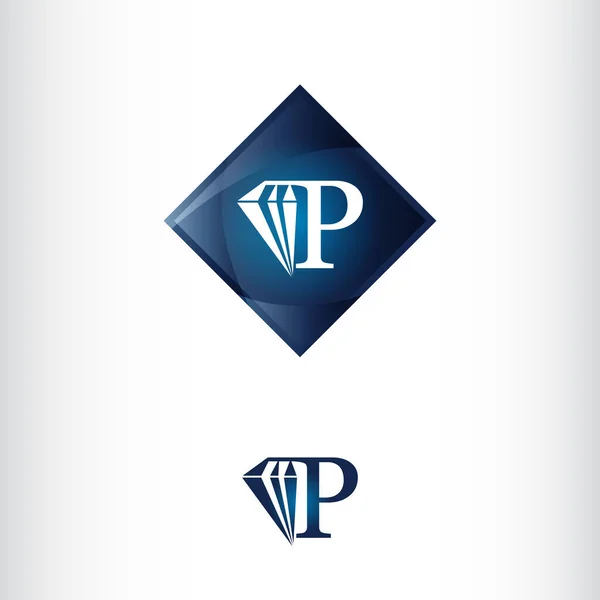 Lettera P e forma di diamante, logo creativo di lusso — Vettoriale Stock