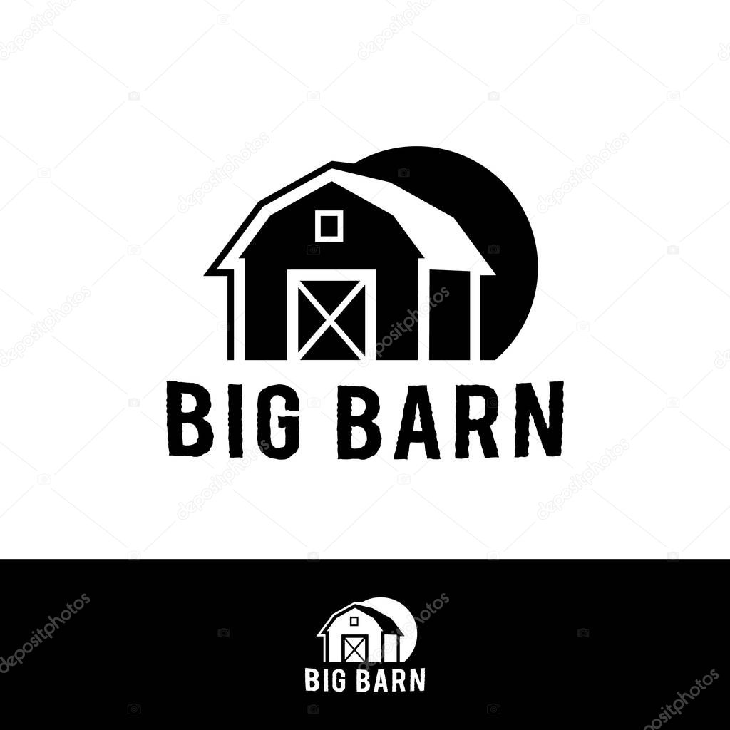 Farm barn isolated on white background vector object in retro st