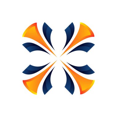 şık renkli 3d yuvarlak çiçek vektör logosu illüstrasyonları Eps 1