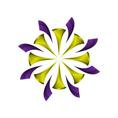 şık renkli 3d yuvarlak çiçek desenli vektör logosu çizimi