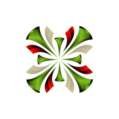 şık renkli 3d yuvarlak çiçek desenli vektör logosu çizimi