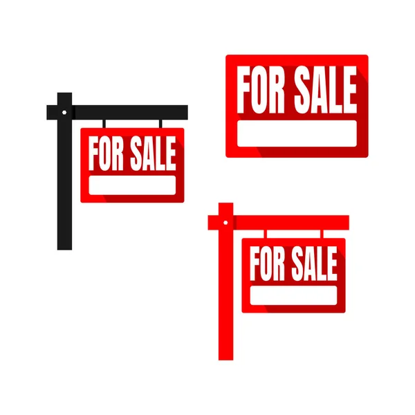 Set of red square for sale sign house vector logo illustrations — Stock Vector